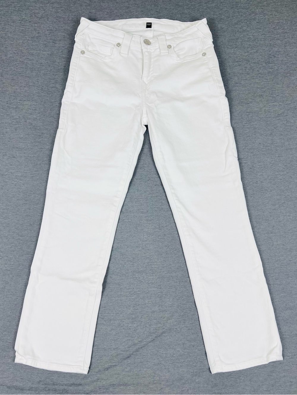 True Religion White Straight Leg Cropped Jeans - Picture 1 of 4